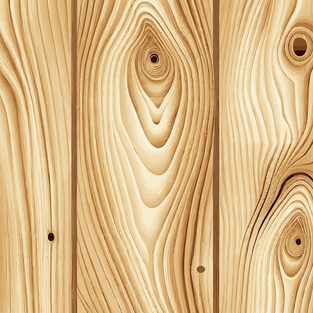 Light wood texture with knots plank background Vector