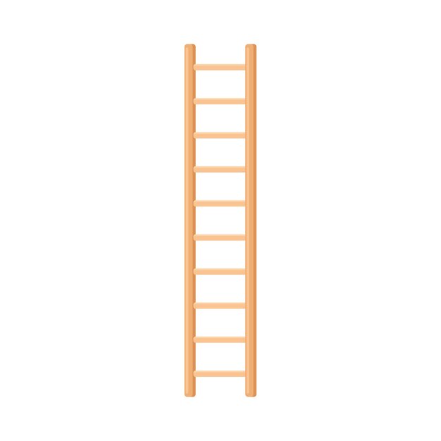 Vector light wooden step ladder standing straight vector illustration