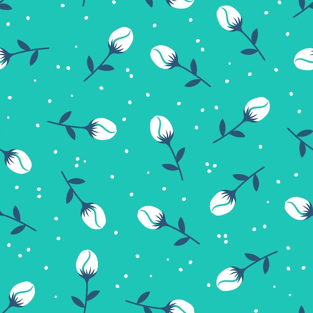 Lightblue seamless pattern with rosebud.