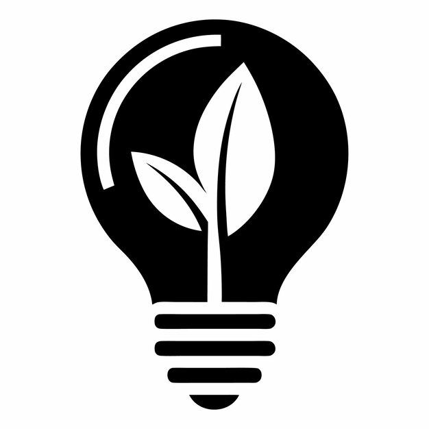 Lightbulb with leaf icon logo set vector with white background