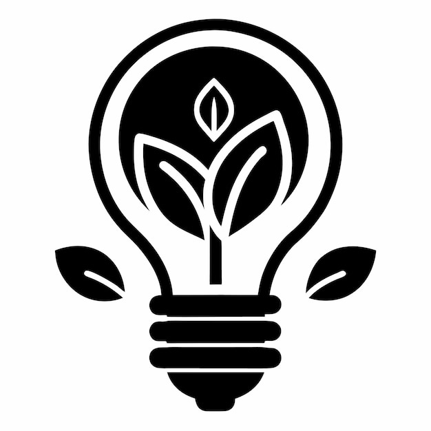 Lightbulb with leaf icon logo set vector with white background