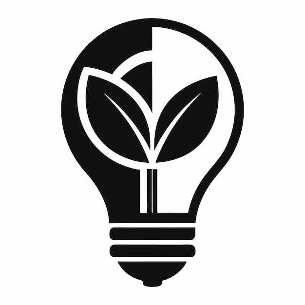 Lightbulb with leaf icon logo set vector with white background