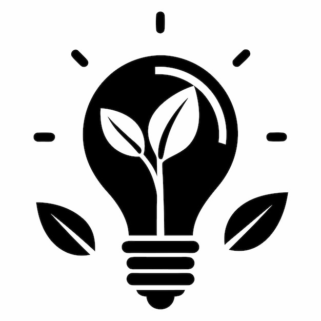 Lightbulb with leaf icon logo set vector with white background