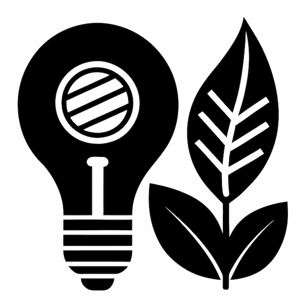 Vector lightbulb with leaf icon logo set vector with white background