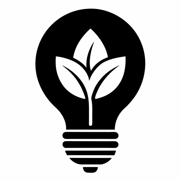 Vector lightbulb with leaf icon logo set vector with white background