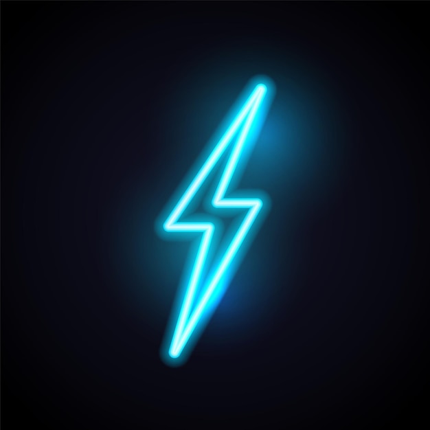 Lightening neon bolt vector retro flash light electric thunder s style concept