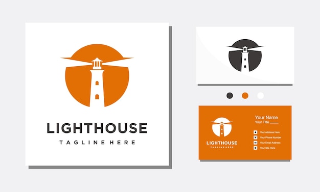 Lighthouse beacon minimalist circle logo design icon vector