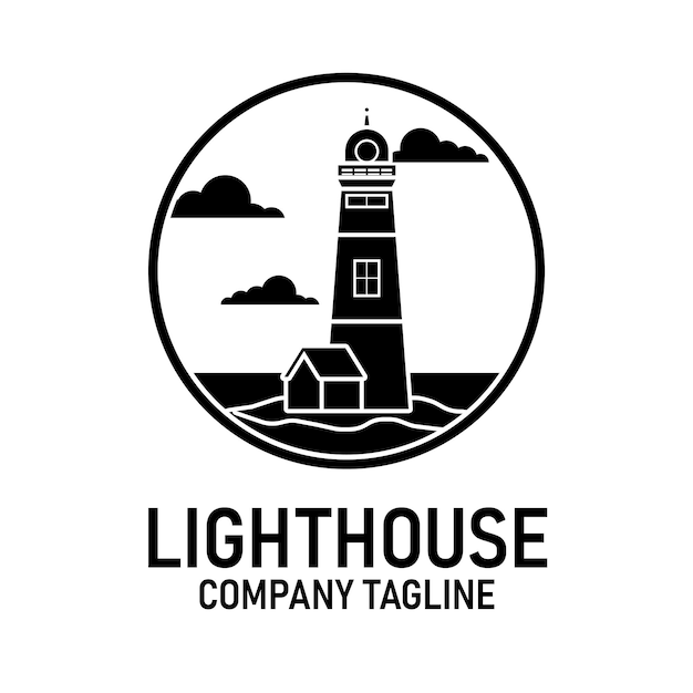 Lighthouse Glyph Base Logo Editable Vector