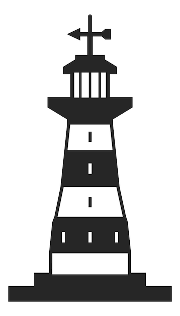 Lighthouse icon. Coast light tower for navy orientation