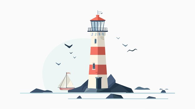 Vector lighthouse icon flat vector isolated on white background