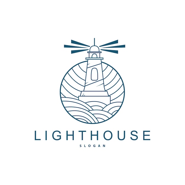 Lighthouse Logo Beacon Vector Modern Simple Beach Searchlight Tower Symbol Illustration Template