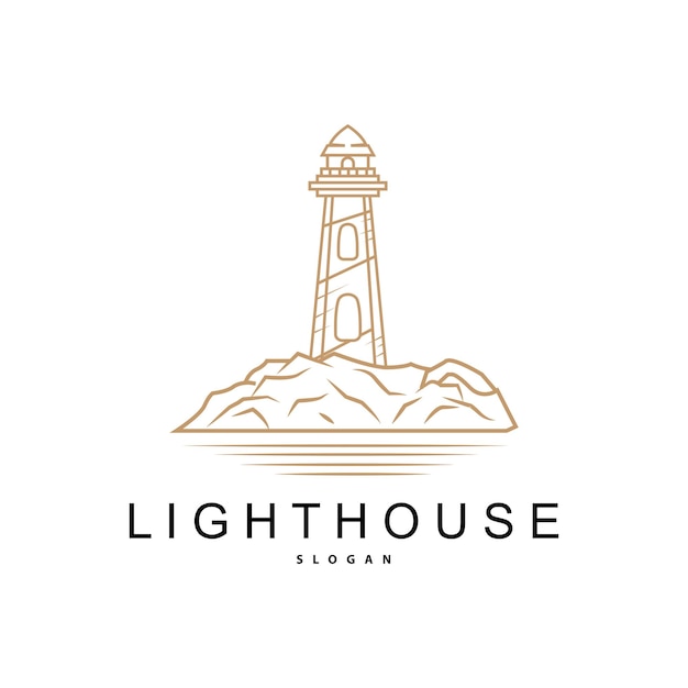 Lighthouse Logo Beacon Vector Modern Simple Beach Searchlight Tower Symbol Illustration Template