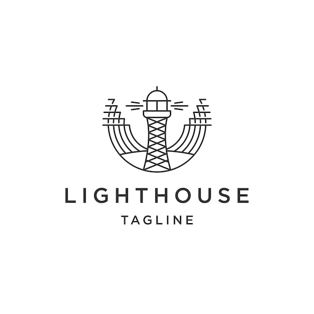 Lighthouse logo design template flat vector