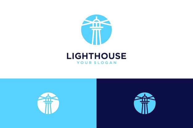 lighthouse logo design with blue and circle