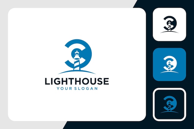 lighthouse logo design with letter c inspiration