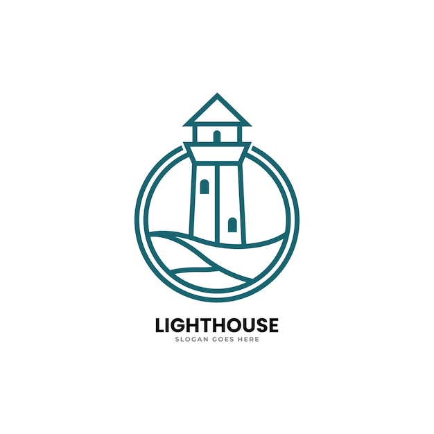 Lighthouse logo template. Building of lighthouse logo vector