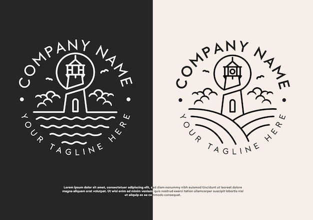 lighthouse logo template logotype symbol for brand company