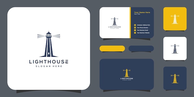 Lighthouse logo vector design and business card