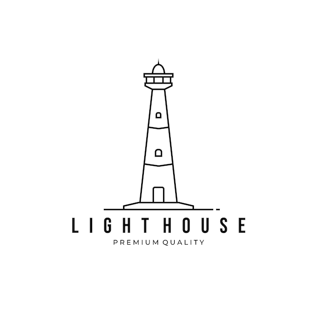 Lighthouse Logo Vector Design Linear Line Art Icon Template Graphic