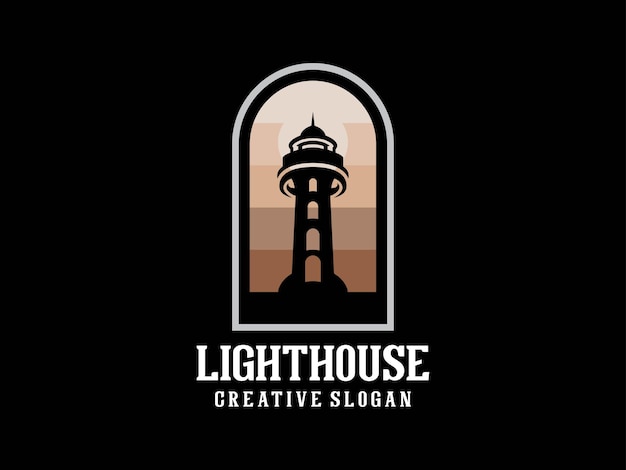 Lighthouse Ocean Premium Emblem Logo Illustration