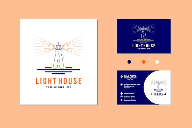 Lighthouse Searchlight Beacon Tower Island Beach Coast Icon Logo Vector Design Inspiration