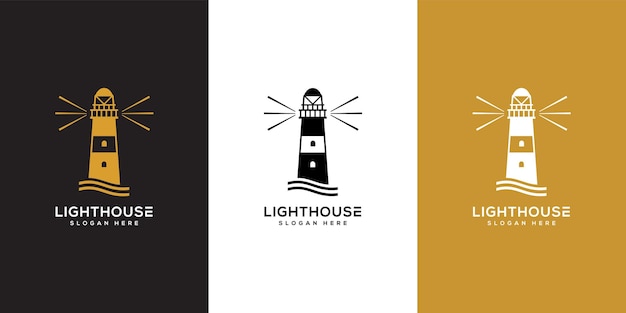 Lighthouse searchlight beacon tower island simple logo design