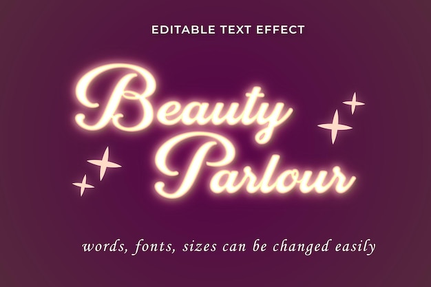 lighting beauty parlour editable text effect