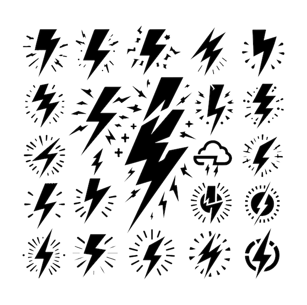 Vector lightning bolt icon vector set silhouette vector illustration