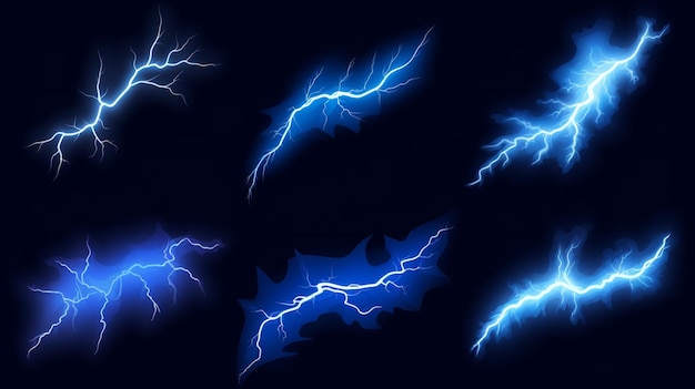 Vector lightning in a dark background