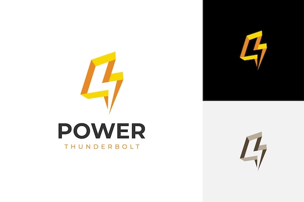 Vector lightning flash 3d flat logo design geometric flash graphic symbol lighting bolt yellow abstract icon for speed energy vector symbol