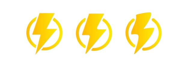 Lightning icon. Electricity energy and thunder symbol concept. Lightning bolt in a circle. Vector on isolated white background. EPS 10