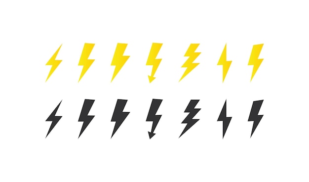 Lightning icons set Thunder vector desing