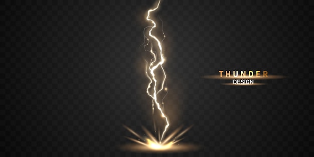 Lightning light effect background realistic flash with lightning electric explosion vector illustration