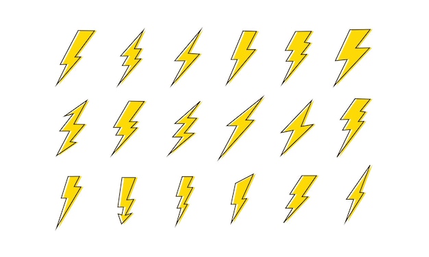 Lightning set cartoon style