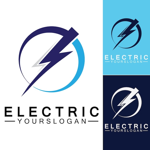 Lightning thunder bolt electricity logo design template