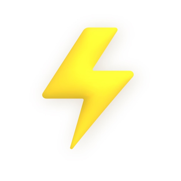 Lightning thunder Cute weather realistic icon 3d cartoon