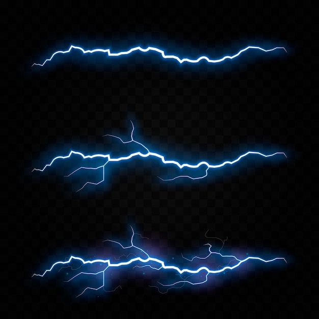 Vector lightning thunder storm electric vector bolt png thunderstorm light effect sky flash graphic isolated realistic background electrical set energy stormy strike thunderbolt transpa