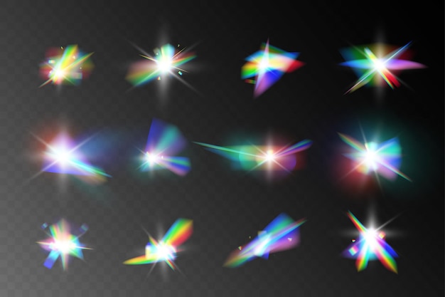 Lightrainbow crystal reflection effectvector illustration