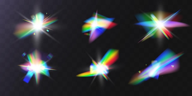 Lightrainbow crystal reflection effectvector illustration