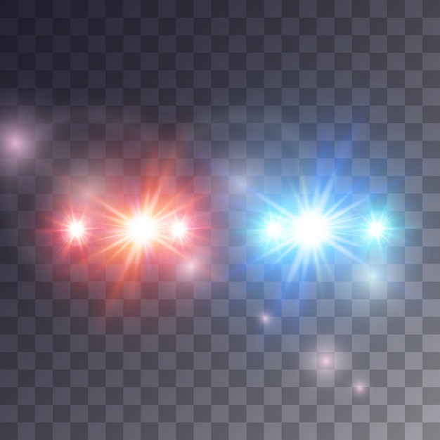 Vector lights siren effect  on dark background,  illustration