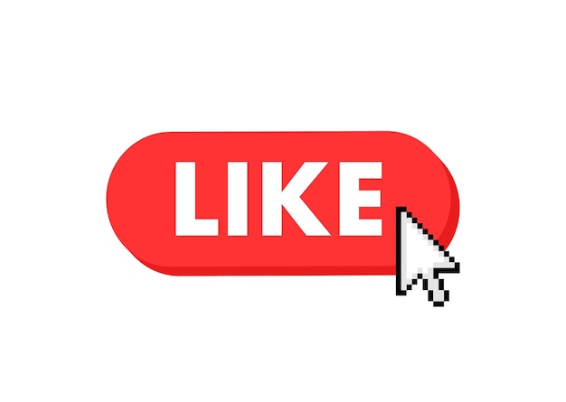 Like button with cursor Pointer click Vector web button