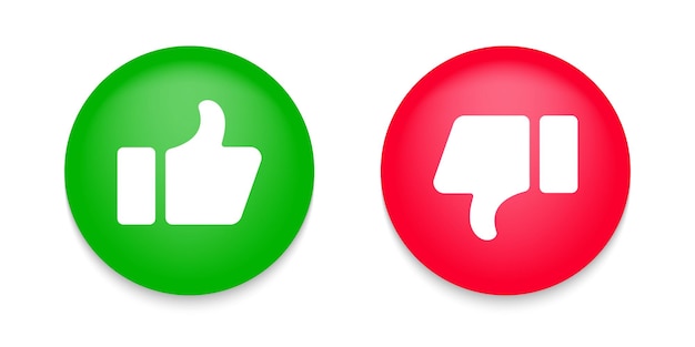 Like dislike isolated buttons Realistic like and dislike buttons Thumb up and thub down buttons Vector illustration