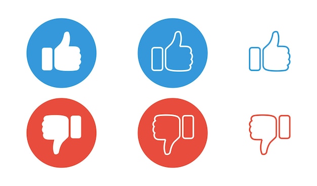 Like and dislike vector icon set Thumb up down symbol