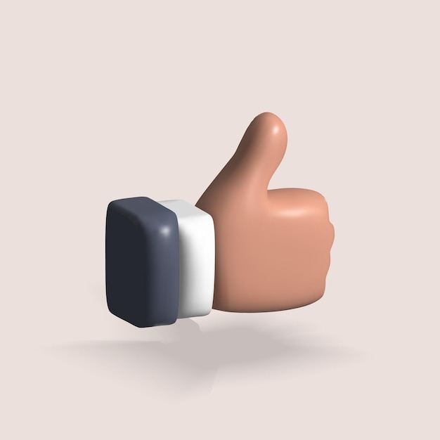 Like vector 3d icon thumb up 3d illustration