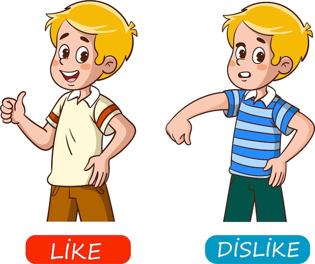 likes and dislikes kids vector illustration