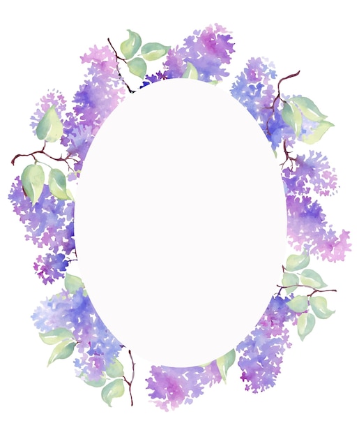 Lilac frame Watercolor Vector