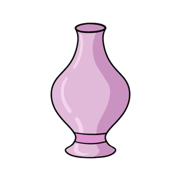 Lilac High ceramic flower vase with a narrow neck vector cartoon