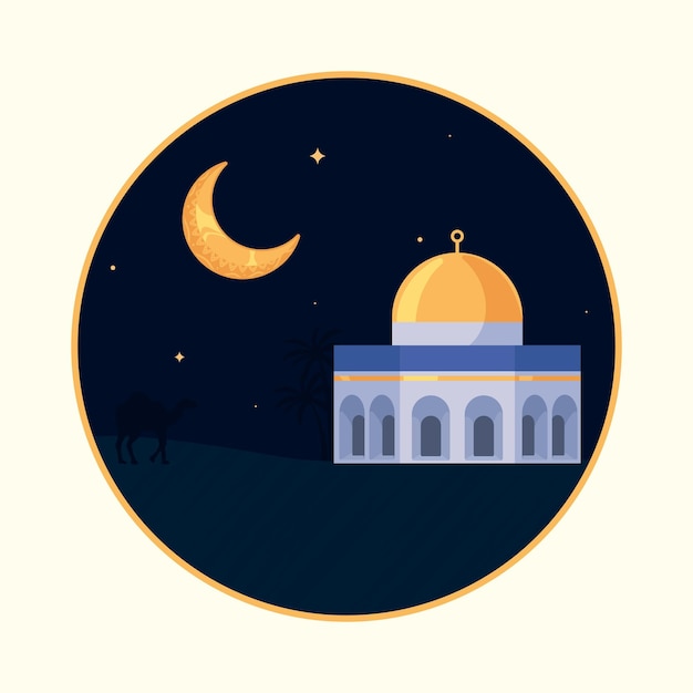 Lilac muslim mosque and moon