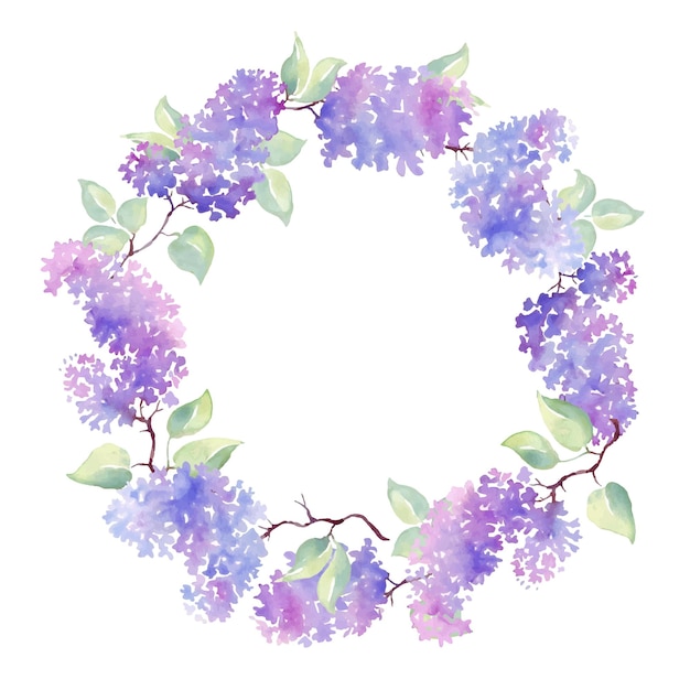 Lilac wreath Watercolor Vector