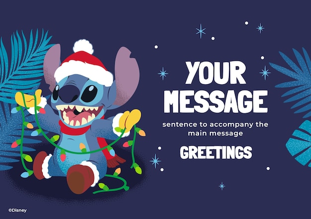 Vector lilo stitch christmas card